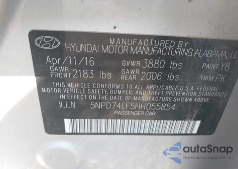 2017 Hyundai Elantra Se из США, поврежденный, VIN 5NPD74LF5HH055854